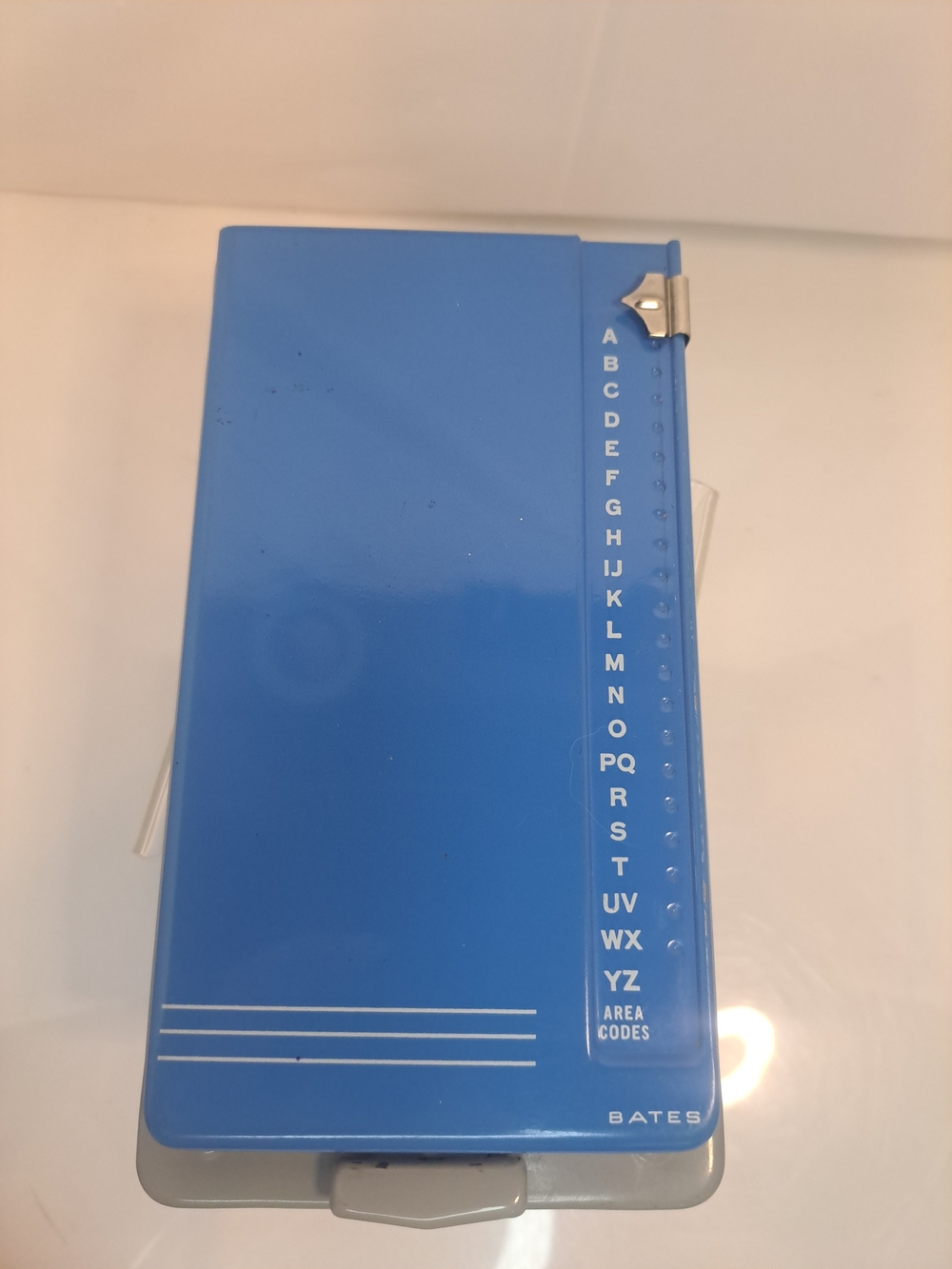 Bates List Finder Secretary Model G Phone Number Address Book Flip Up Metal BLUE